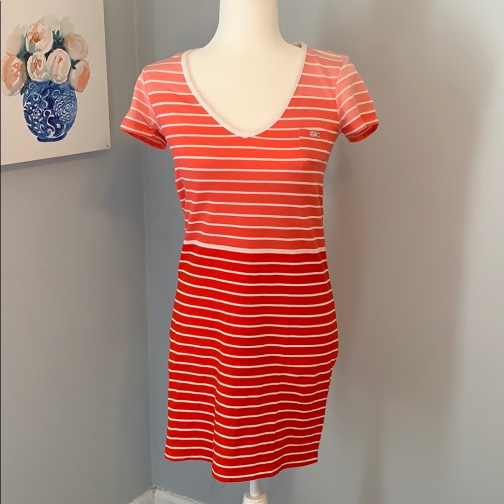 Lacoste Pique Cotton Striped Ombré Dress